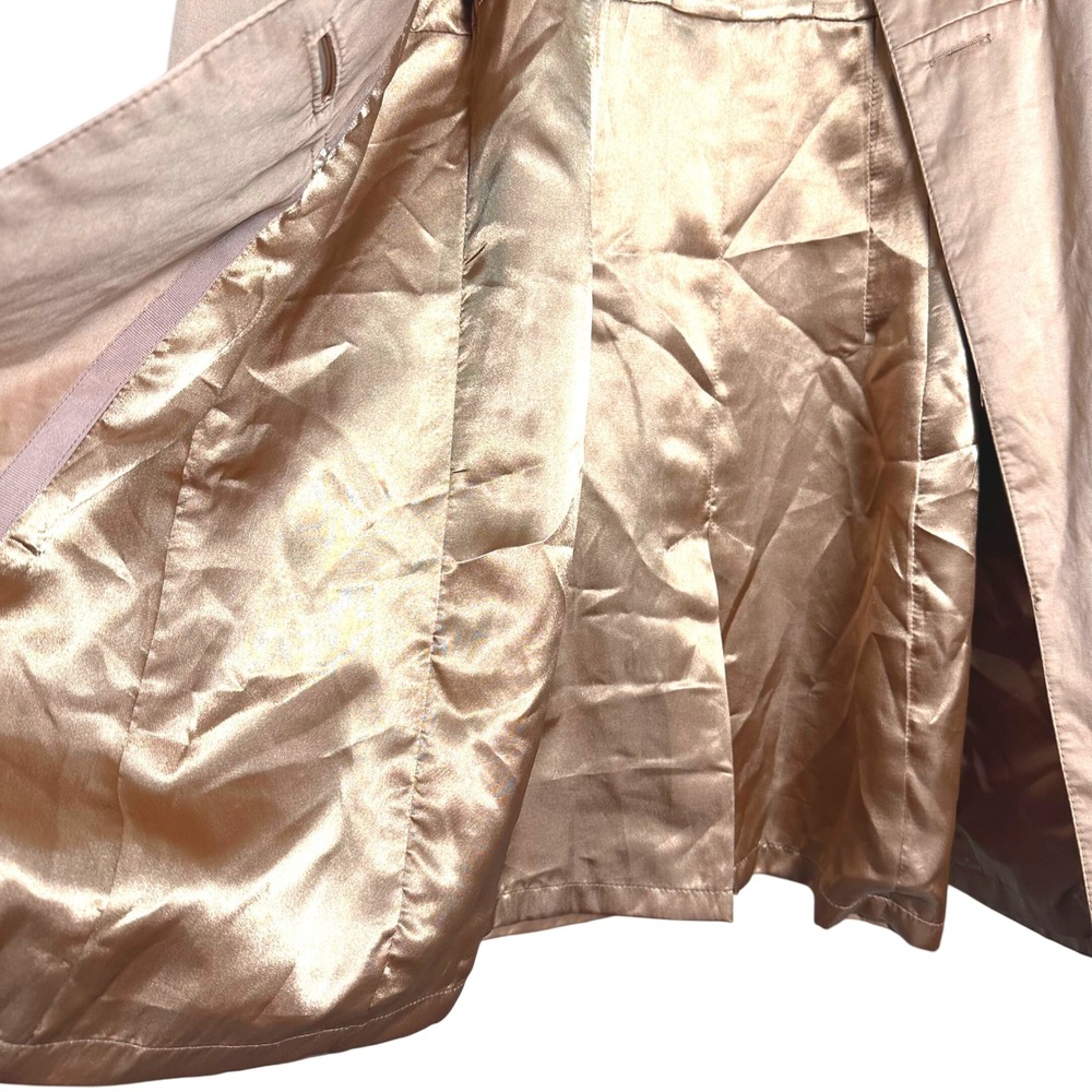 Vintage Y2K Bebe Womens Metallic Bronze Satin Trench Coat Belted Jacket S - Picture 9 of 13